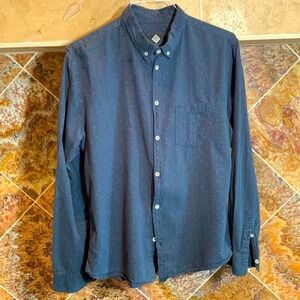 Cotton On Men's Long Sleeve Button Down Blue Dress Shirt with Polka Dots Size XL